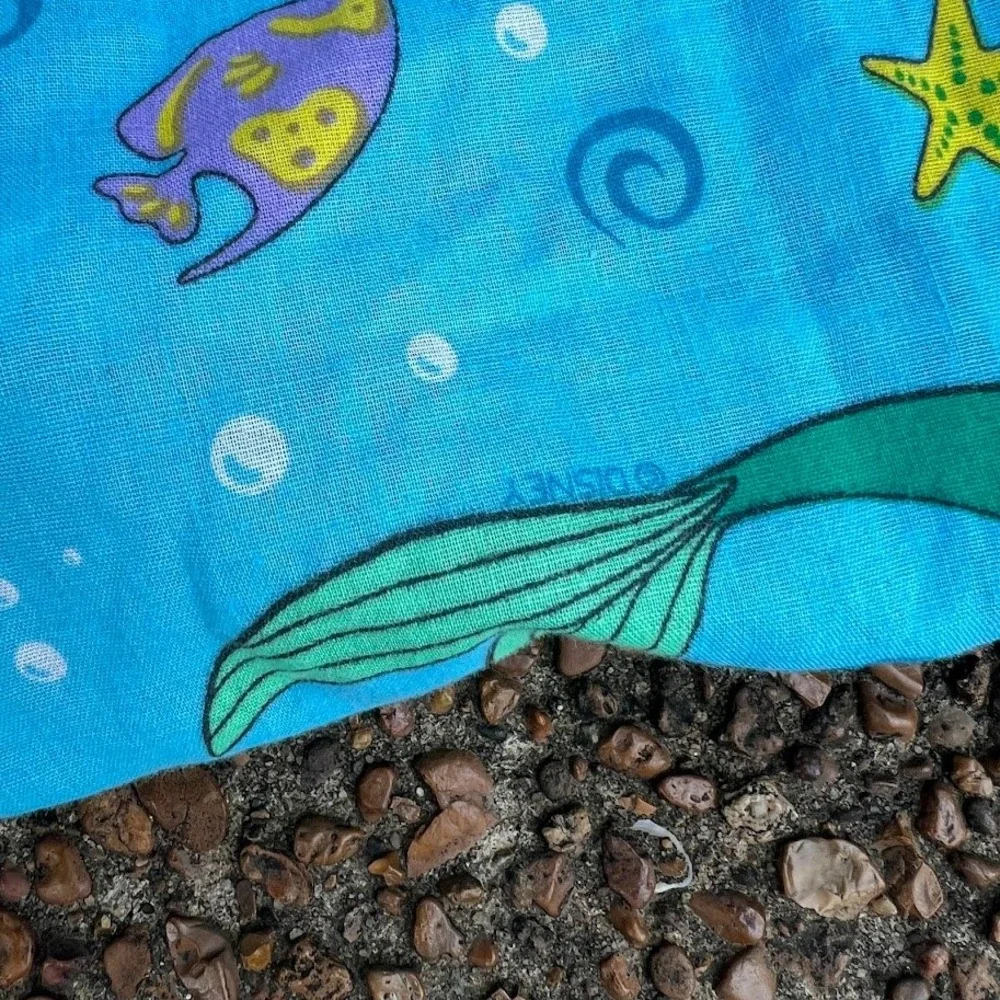 Vintage Dundee Disney Little Mermaid Ariel Fitted Crib Sheet Made in USA Blue
